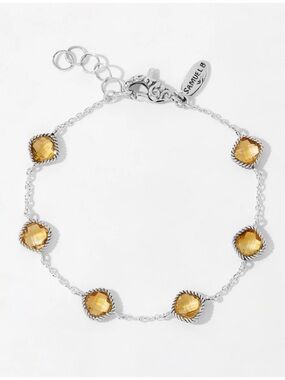 NWT Samuel B. Sterling Silver 6 Station Cushion Gemstone Bracelet
